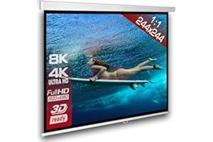 ALPHAVISION*BUSINESS SlenderLine Beamer Leinwand 244 x 244 cm | Format 1:1 | 1.2 Gain | Full-HD 4K 8K & 2D/3D geeignet | 4-Kant Gehäuse - direkte Decken- BZW. Wandmontage