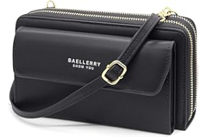 HNOOM Borsa per cellulare da donna, a portafoglio, in pelle PU, a tracolla, da donna, con tracolla, per telefono, con porta carta, tracolla