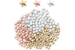 COACOM 600 perline a forma di stella, perline perforate fai da te con stella a cinque punte, set per la creazione di gioielli, adatte per braccialetti fai da te, collane, orecchini, ciondoli (oro, argento,