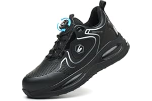 SmoothPace Arbeitsschuhe Herren Sicherheitsschuhe Damen Leicht rutschfeste Stahlkappenschuhe Bequeme Atmungsaktive Safety Shoes Mit Drehverschluss 37-46 EU