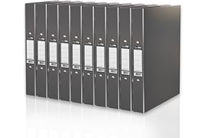 Durafile Ring Binder A4 Files, Grey, Pack of 10 Folders, Heavy Duty Board Construction Folders for Paperwork Ring Binder, Ideal Folder Organiser for School, Home & The Office