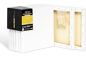 Elan Lienzos Preestirados 20x20 380gr, 6-PACK 100% Algodón Lienzos para Pintar, Canvas para Pintar, Lienzo 20x20 380 GSM, Lienzo Pintura
