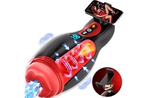 CONTITOP 6 en 1 Masturbador Masculino Juguetes Sexuales, Soporte de teléfono 360° y boca realista con 9 Succión y 9 Vibraciones, Masturbador Hombre Manos Libres Calefacción Vagina Sex Toýs Male con APP