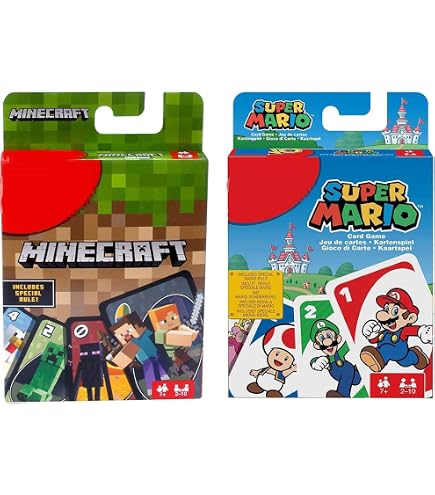 Jeu De Cartes UNO Minecraft Mattel - Version Thématique Avec Carte Créeper Spéciale, 2 à 10 Joueurs