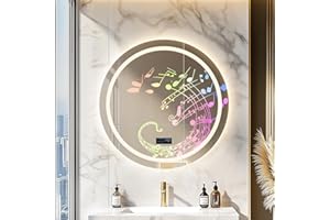LUVODI Espejo Baño Luz Led Bluetooth Redondo:80 cm Espejo Baño Pared Antivaho Espelho Banho Lavavo Inteligente con 3 Colores de Luz Frontal y Retroiluminado Regulable Función Memoria 2 Altavoz Premium