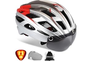 Casco Bicicleta Adulto con Visera Magnético KINGLEAD Casco MTB Bici con Luz Trasera Casco Ciclismo Hombre Extraíble Forro Cascos Bicicleta Montaña Carretera Adultos Hombres y Mujeres Ajustable