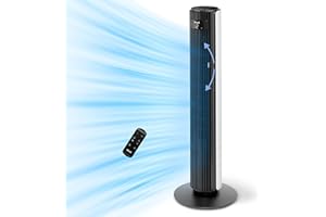 LEVOIT Ventilador de Torre, Ventilador Silencioso 25 dB y 23 W, Potente 7.5m/s para Habitación Grande, 12 Velocidades con Mando a Distancia, 4 Modos y Temporizador 12H, Ajuste Arriba/Abajo 60°