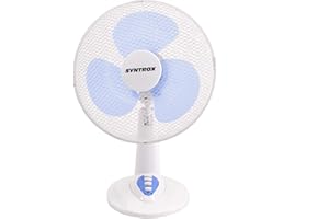 Syntrox Germany TVT-33W-WB 12" 35 cm Tischventilator mit 3 Geschwindigkeiten, Oszillation Windmaschine Axialventilator Ventilator Lüfter Gebläse Luftkühler