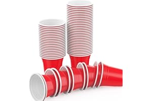 AOLUXLM Red Plastic Cups 60pcs, 12OZ Reusable Party Cups for Christmas Wedding Birthday, Disposable Cups Set 355ML Beverage Cup
