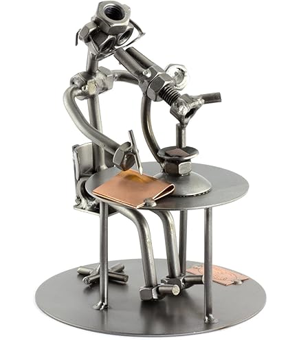 Steelman24 I Omini di Viti Insegnante con Organizer per Ufficio con Piastra di Incisione Personale I Idee Regalo Originale I Soprammobili in Metallo