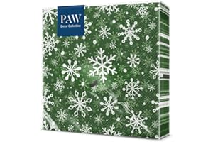PAW DECOR COLLECTION PAW - Tovaglioli di Carta Natale (33 x 33 cm) I 20 Pezzi I Tovaglioli di Carta Natalizi I 3 Veli I Inverno, Neve, Fiocchi di neve, Verde I Christmas Snowflakes green