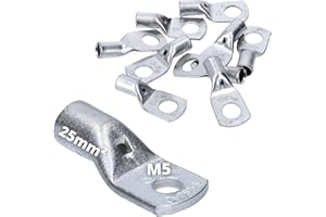 KALITEC Cembre - Terminales de cable de tubo (10 unidades, A5-M5, 25 mm², M5, sin aislamiento, de cobre estañado)