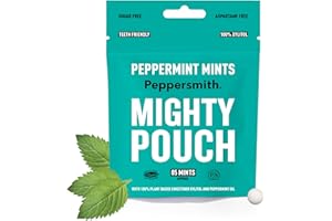 Peppersmith - British Peppermint Mints - 100% Plant Based Xylitol - Freshens Breath - Natural Flavours - Sugar Free Mints - Benefits Oral Health - Mighty Pouch - 50g