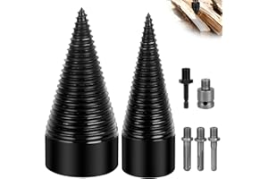 Mineup Drill Cone Wood Splitter 45 mm + 32 mm, Wood Splitter Screw Cone, Wood Splitter Drill, Split Wood Cone Wood Splitter Drills with 5 Drilling Handles for Wood Cutter, Compatible with Drill