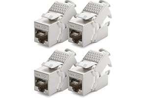deleyCON 4x Modulo Keystone Presa CAT 6a STP RJ45 Completamente Schermata Senza Attrezzi Grazie al Montaggio a Innesto 500Mhz 10GBit/s