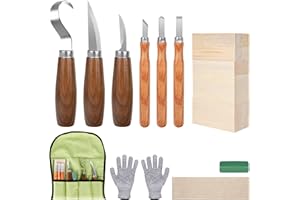 NICEJOOE 19PCS Wood Carving Tools Set for Beginners Kids Adults - Wood Whittling Kit with 8PCS Basswood Carving Blocks Wood Whittling Kit Set Include Whittling Knife, Gloves, Roll Bag, Sharpener