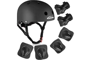 KAMUGO Enfants Casque de vélo pour Les âges 2-8 garçons avec Filles équipement de Protection de Sport Genou coude Poignets pour Skateboard vélo Scooter Patins Ligne