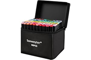 Sanweyter Rotuladores Doble Punta, Rotuladores de Alcohol Marcador de 80 colores+3, Marker Pen Set, Rotuladores Graffiti y Art Sketch con Base y Maletín de Transporte, Adecuado para Bocetos, Cómics