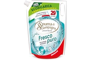 Spuma di Sciampagna - Ecoricarica Detersivo Lavatrice Fresco Puro, Formula Concentrata con Tecnologia Antiodore, Igienizzante con 93% di Ingredienti Biodegradabili - 1305 ml, 29 Lavaggi