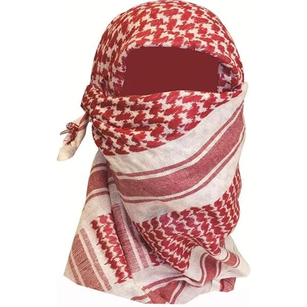 Shemagh Écharpe Kufiya Noir Et Blanc 100% Coton – Polyvalente Désert, Paintball, Randonnée