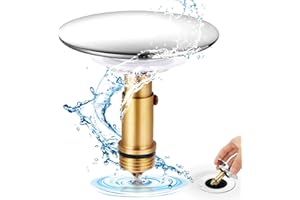 QLOUNI Bathroom Sink Drain Plug Stopper, 69mm Push Pop-Up Click Clack Plug Stopper, Brass Slotted Plug Bolt Set Overflow for Waste Plug Washbasin Kitchen Bathroom Faucet Vessel Vanity Sink , Chrome Plated