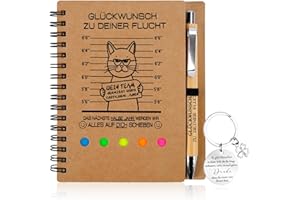 Vylyciy Abschiedsgeschenk Kollegen, 4 in 1 Abschied Kollege Abschied Kollegin Inklusive Baumwolltasche, Notizbuch, Stift, Schlüsselanhänger, Geschenke Ruhestand Geschenk Kleine Geschenke für Kollegen