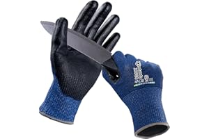 ANDANDA Gants Anti Coupure de Niveau 5, Revêtement Antidérapant, Gants de Travail, Excellente Adhérence, Construction Sans Coutures, la Construction, la Machine, le Jardin, Enduit de PU, 1 Paire XL