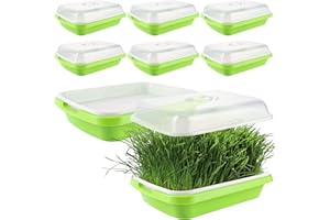 CYEER Pack de 8 Plateaux de Germination pour germes, Plateaux de Culture de cresson 34x25x11CM, Plateaux de Culture de microgreens, kit de Culture de germes pour la Culture de Haricots Mungo, Luzerne