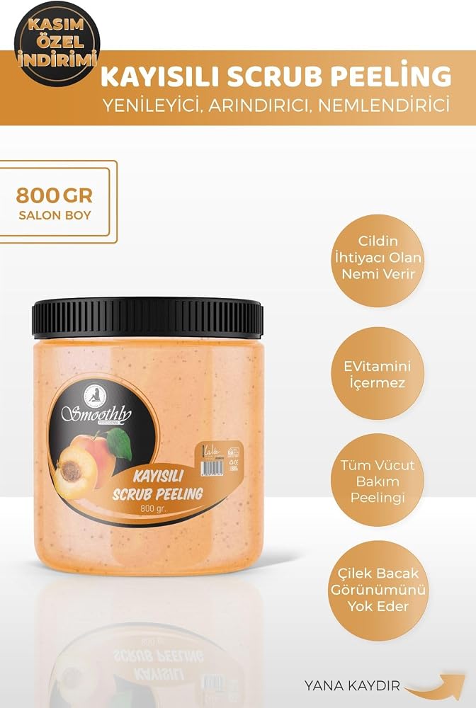 smoothly Kayısı Aromalı 800 G. Epilasyon Sonrası Vücut Peelingi Batık & Çilek Bacak Onarıcı