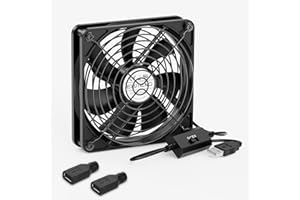 ELUTENG USB PC Ventilador 120mm con 2 Adaptadores DC a USB, Mini Ventilador Silencioso con 3 Velocidades Ajustables para PC/Router/PS5/PS4/TV Box/Receiver/AV Rack/Router