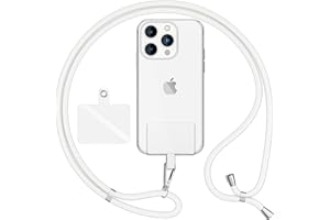 NALIA Lanière Universelle pour Telephone Portable, Cordon Tour De Cou pour Smartphone Etui, Porte Clef Chaine réglable avec Crochet Métallique e Carte, Sangle pour Épaule, Couleur:Blanc
