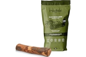 MAIKAI Mordedor Natural de Madera de Olivo para Perros Medianos – Palo Masticable Resistente - Ideal Razas Medianas 11-25kg – Alternativa a Huesos – Elimina Sarro + Reduce Ansiedad – Juguete Dental