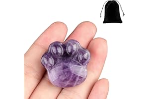 AZUSHWER Cat Amethyst Crystals and Healing Stones, Natural Stone for Anxiety Relief, Emotional Balance & Positive Energy, Cat Paw Healing Crystals, Unique Gift for Crystal Cat Lovers (Amethyst)