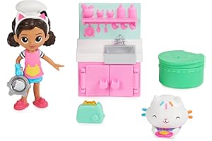Gabby's Dollhouse, set Lunch and Munch Kitchen con 2 personaggi giocattolo, accessori e mobile, giocattolo per bambini dai 3 anni in su