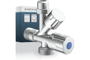 KIRCHHOFF Geräte Universal Eckventil mit Spülmaschinenanschluss, ½“ Eckregulierventil für Kaltwasserleitung, Absperrhahn Waschbecken Bad, Kaltwasser Armatur 98480090