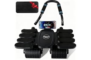 LOTTSALL Ab Roller Abdominal Exercise Wheel ab Trainer Abs Roller Wheel Home Workouts Equipment with Knee Mat, Automatic Rebound, Built-in Phone Holder, Workout Equipment for Fitness Enthusiasts & Novices.