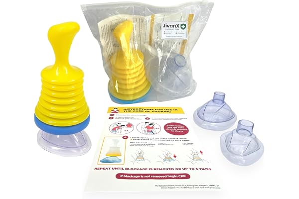 JivanX Anti-Choking Device Choking Rescue Suction Kit for Kids & Adults First Aid Airway Clearing Device for Home, Travel & Emergency Use Includes Emergency Instruction Manual Yellow