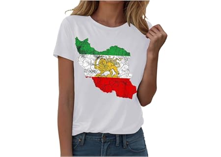 Gratis Iran lejon och sol flagga arv t-shirt rund hals vardaglig topp för kvinnor - Amazon Deal & Rabatt