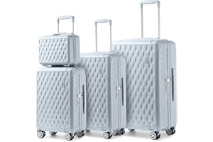 Sea choice Ensemble de Valises Rigides en PC avec Trousse de Maquillage Serrure TSA 8 Roues, Bagages de Voyage 4 pièces (55cm/65cm/75cm)(RUYAO Sky Blue)