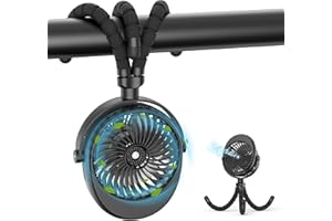 COMLIFE Kinderwagen Ventilator mit Befeuchtungsfunktion, Clip Tischventilator mit flexiblem Stativ, 50ml Wassertank, 270°& 360°schwenkbar, wiederaufladbarer, USB, für Autositz Laufband Fahrrad Krippe