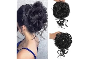 SJZDYLXY Claw Messy Bun Hair Pieces Clip Wavy Curly Hair Chignon Clip in Hairpieces Tousled Updo Donut Hair Bun Synthetic Hair Ponytail for Women Girls