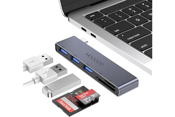MOGOOD Hub USB C, 5 en 1 Adaptateur USB C Multiport avec Lecteur de Cartes SD/TF, USB 3.0, 2*USB 2.0, Compatible avec Ordinateurs Portables, MacBook Air/Pro, PC, PS4/5, ChromeBook, Pixel, iPad, etc