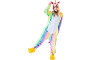 Kauson Unisex Unicorn Pyjamas Onesie Cardboard Animal Cosplay Fancy Dress Costume Warm Lined Body Overall Animal Sleepwear Kigurumi Carnival Halloween Christmas Xmas Pyjamas Sleepwear