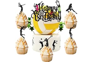 PALASASA 26 Stück Volleyball Tortendeko Volleyball Spiel Spieler Cupcake Toppers Sport Theme Kuchen Topper für Volleyball Thema Baby Shower Kinder Jungen Mädchen Geburtstag Party Kuchen Dekorationen Supplies