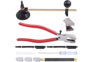 Tanstic 5 Stück 40 cm verstellbarer runder Glasschneider mit rundem Knauf Griff und Saugnapf mit Glaslaufzange und Glasschneider zum Schneiden von Glas