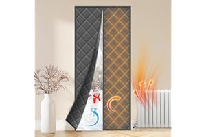 Magnetic Thermal Insulated Door Curtain,Pefitqap Oxford Cloth Door Covers with 220g Thicken Cotton and 4cm Top & Side Velcro to Keep Warm in Winter,Durable Windproof Soundproof Door Curtains 80x200 cm