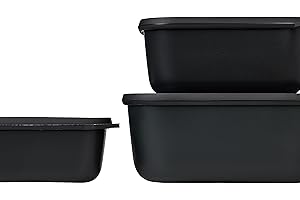 ‎MEPAL Mepal Cirqula 3-Piece Rectangular Multi Bowl Set, Storage Containers With Lid, Suitable as Storage Box, Fridge, Freezer and Microwave Dishes, 750 ml, 1500 ml and 3000 ml, Nordic Black