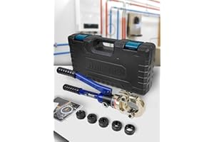 AMZCNC - Crimpatrice professionale, profilo a V, set da 12-15-18-22-28 mm, per tubi in rame, tubi in acciaio al carbonio e tubi in acciaio inox, con inserti a ganasce V12, V15, V18, V22, V28