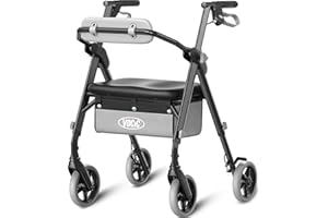 VOCIC Walkers for Seniors, Rollator Walker with Seat, Max 172kg, Avant Walkers with Ergo Seat & Backrest, Foldable Rollator Adjustable Height, All Terrain Walker, Lightweight (Black)