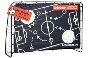 HUDORA But de Football avec Cible - Goal de Football extérieur Robuste pour Enfants & Adultes - Mur de tir avec Deux Trous renforcés